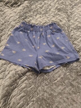 Girl's Blue Elastic-Waist Sunburst Print Shorts